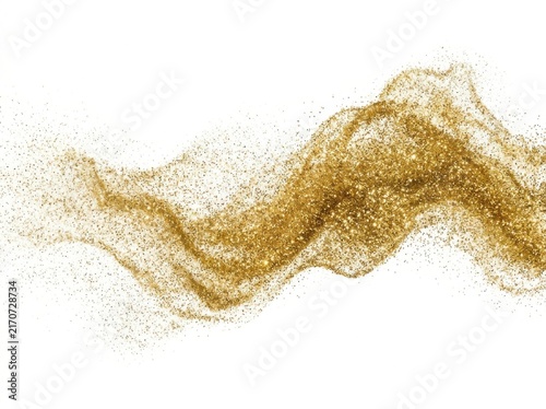 Abstract golden glitter wave isolated on white background