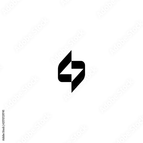 Letter S shaped as a bold lightning bolt with white background. S Logo, S Energy Logo. 