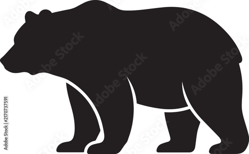 Black Bear Silhouette Isolated on White Background
