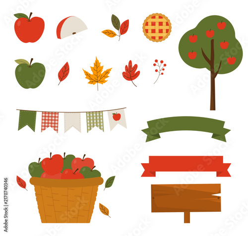 Apple Picking Clip Art Elements