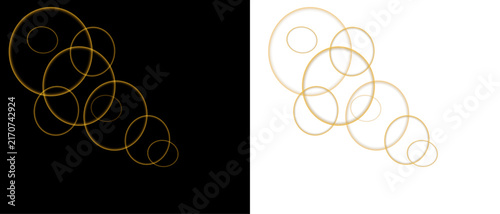 Abstract Gold Circle Light Effects Overlay on Black and White Backgrounds