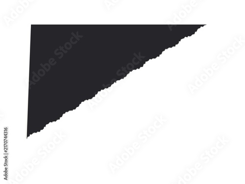 Bild auf Leinwand A single piece of black paper with a rough torn diagonal edge on white space