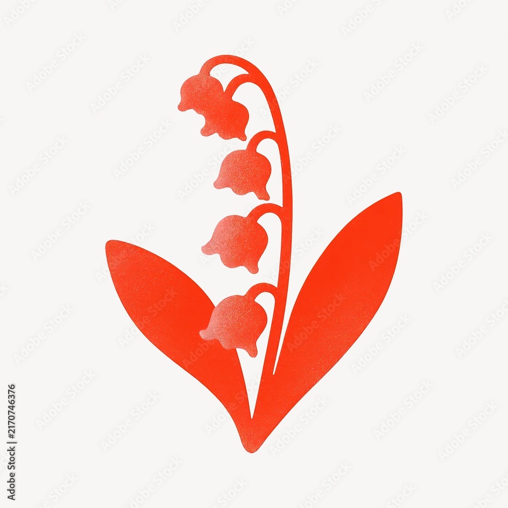 Naklejka premium Red lily of valley silhouette