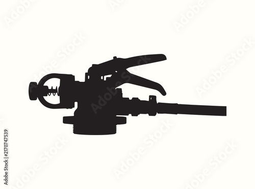 Underwater Lift Bag Valve Assembly Black Silhouette Isolated on White