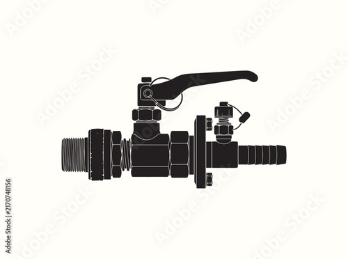 Inflation Valve Assembly for Underwater Salvage Bags Silhouette on White