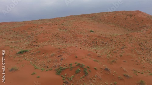 Landscapes of Namibia, drone flight over the Elim dune, Namib Desert.
