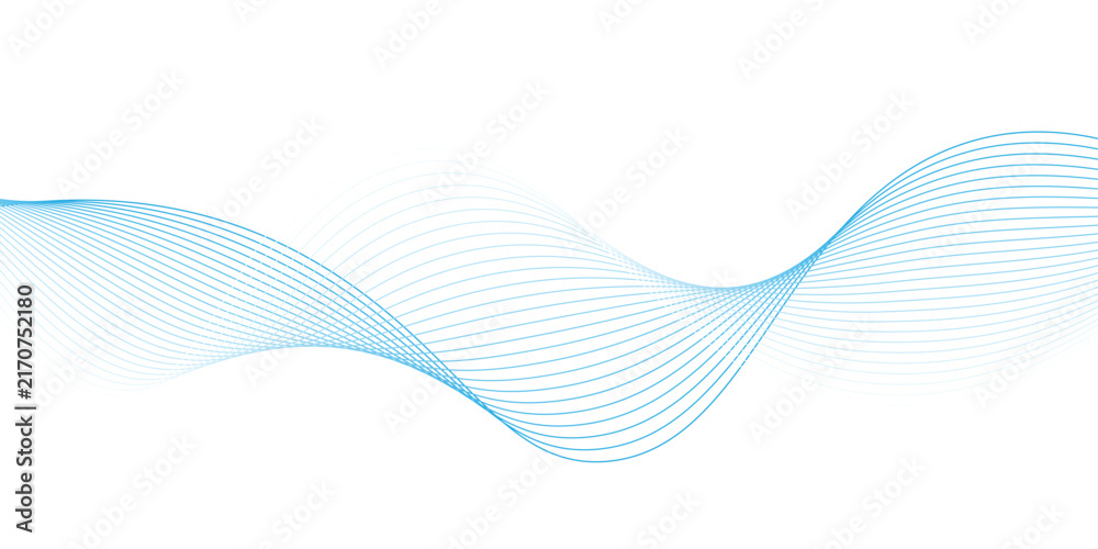 Fototapeta premium Abstract horizontal glowing blue line wave backgrounda