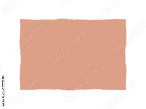 A rectangular piece of dusty pink paper with torn edges on white background