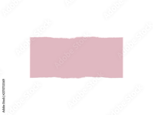 A rectangular piece of dusty pink paper with torn edges on white background