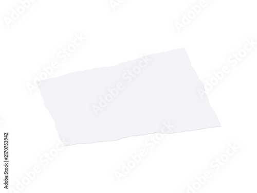 A single piece of blank white paper with torn edges on a white background