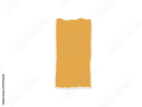 A single rectangular strip of gold paper with jagged torn edges isolated