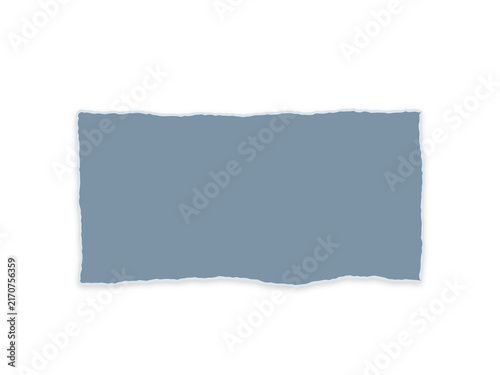 A rectangular piece of dusty blue paper with rough torn edges isolated