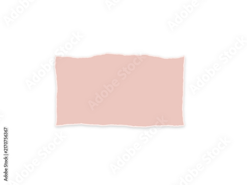 A single rectangular piece of torn light pink paper on a white background