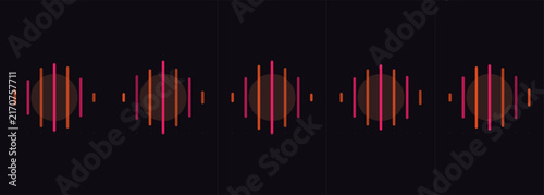 Abstract sound wave visualization featuring five rhythmic bars of light