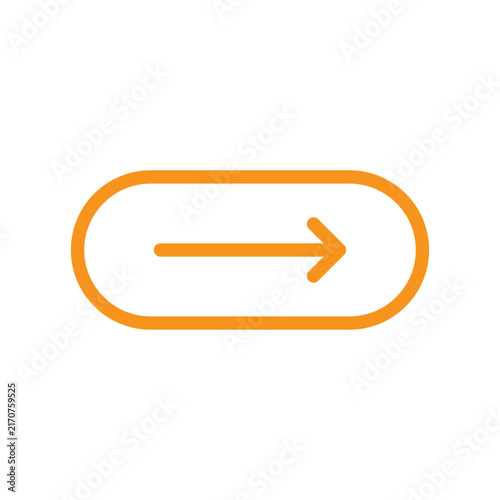 Minimal rounded arrow button icon with a clean horizontal outline, suitable for navigation, interface controls, web design, apps, and modern digital interfaces.