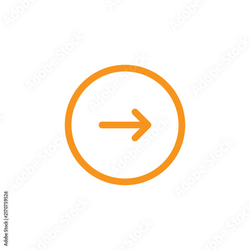 Clean circular outline with a right-facing arrow, representing navigation and forward movement for websites, apps, interfaces, menus, dashboards, and digital design projects.