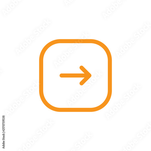 Minimal rounded square outline containing a right-facing arrow, suitable for navigation buttons, mobile interfaces, websites, applications, menus, and modern UI design.