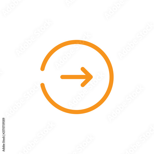 Minimal open circular outline surrounding a right-facing arrow, designed for navigation, forward actions, interface controls, websites, apps, and digital design.
