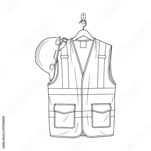Construction Safety Vest and Hard Hat Icon
