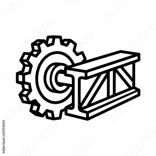 Steel Gear and Bridge Beam Engineering Icon