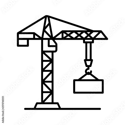Tower Crane with Suspended Load Construction Icon