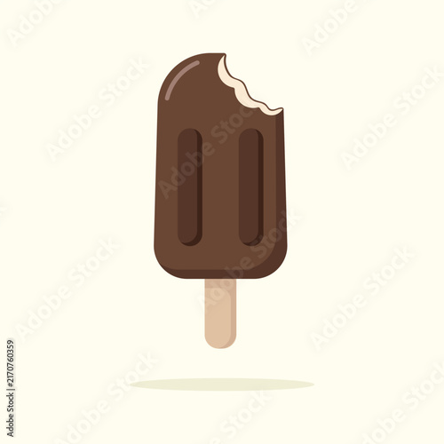Delicious chocolate popsicle ice cream. Summer dessert vector illustration.