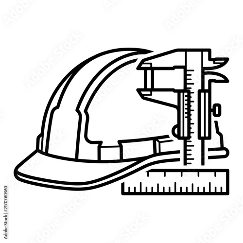 Engineer Hard Hat with Precision Measuring Tools Icon