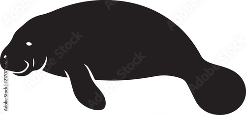 Gentle Manatee Swimming Gracefully in Clear Water – Marine Wildlife 🐋