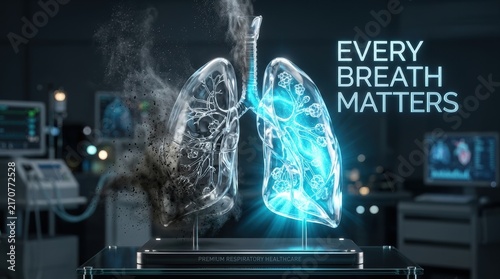 Transparent lung filling blue light