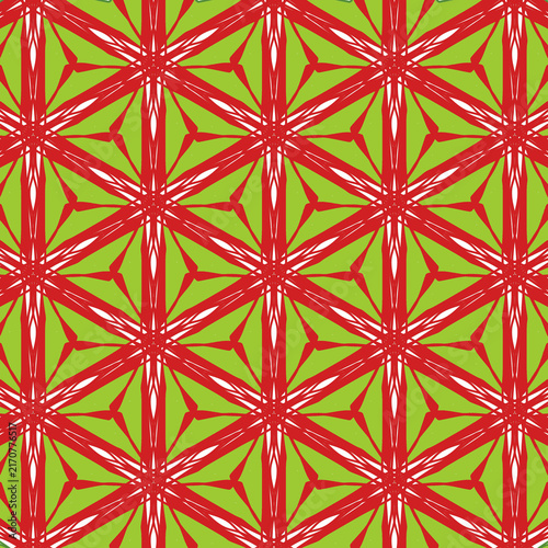 Red Green Intricate Geometric Starburst Seamless PatternL
