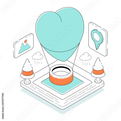 Love air balloon illustration, decorative accessory