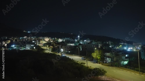Arab village north Israel during night time