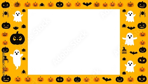 ハロウィンの賑やかなキャラクター鮮やかなオレンジフレームフレーム素材