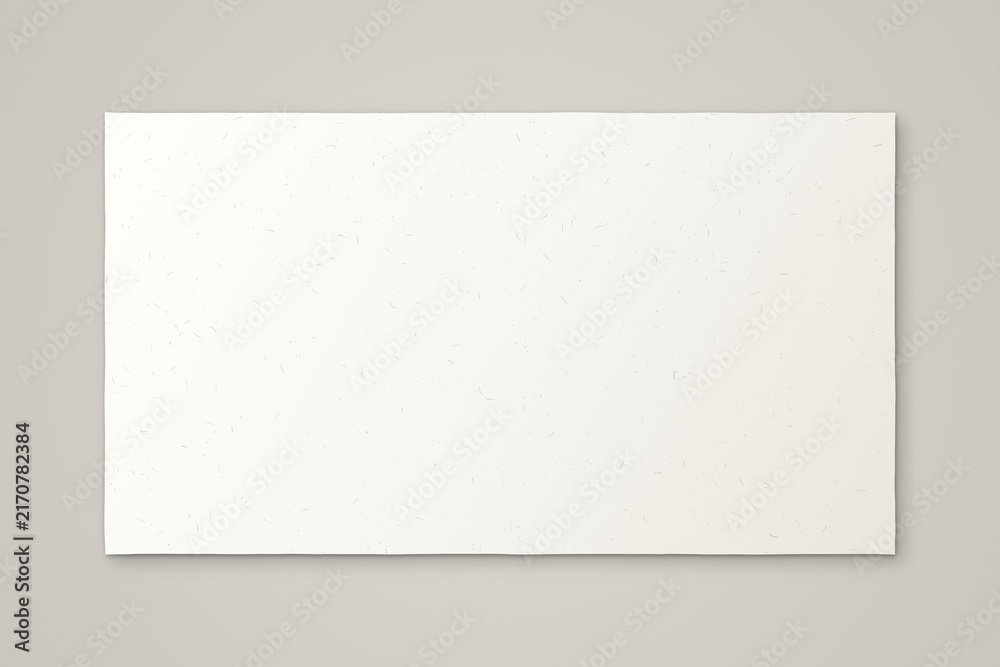 Fototapeta premium A blank rectangular sheet of textured white paper on a neutral gray background