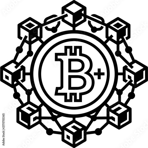 Blockchain Network Digital Currency Technology Icon Design