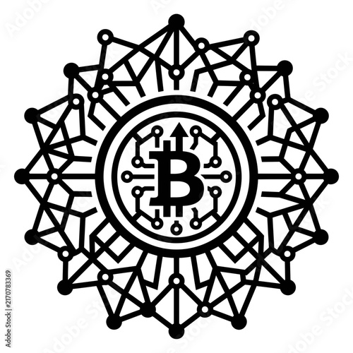 Digital Crypto Coin Network Technology Mandala Icon
