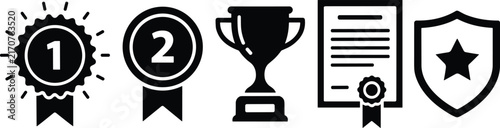 Foto Five Achievement Award and Ranking Icons Collection