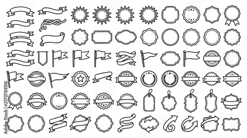 Hand-Drawn Vector Badges and Ribbons Collection