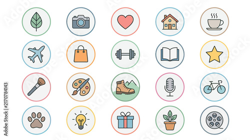 Isolated Lifestyle Icons Set on Transparent Background