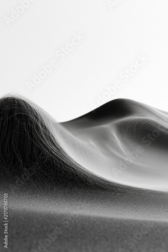 Contemporary monochrome graphic artwork, pure black ink against a bright white background, clean German editorial design, sculptural architectural curves, abstract flowing forms