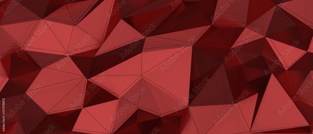 Fototapeta premium Geometric red polygon texture with subtle lighting effects, abstract background design.