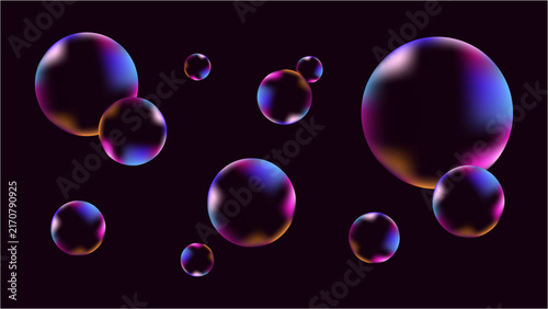 Vector Neon Purple Soap Orbs Composition for Dark Futuristic Wallpaper Design
