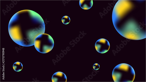 Vector Holographic Oil Film Bubbles Floating Pattern for Trendy Web Banner Header