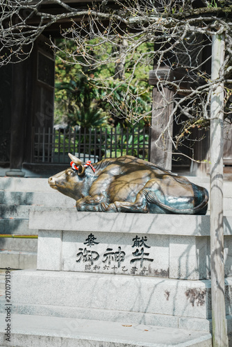 Bronze Ox Statue at Dazaifu Tenmangu Shrine in Fukuoka, Japan