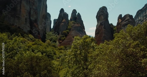 Rounded boulders Meteora rock formations in Thesally northwestern Greece.