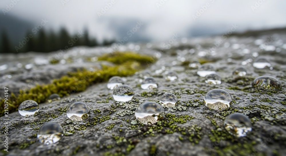 Fototapeta premium Water droplets on stone surface