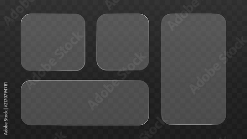 Vector Transparent Glassmorphism Card Frames Set for UI Mobile Dashboard Interface Design