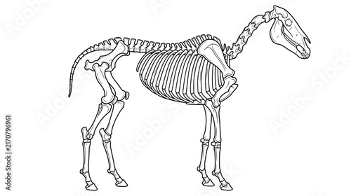Isolated Horse Skeleton Illustration