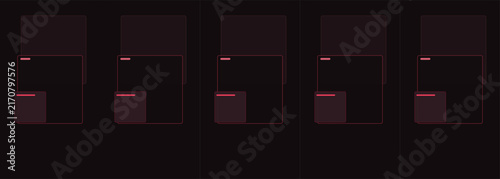 Minimalist repeating interface pattern with dark boxes and red highlights