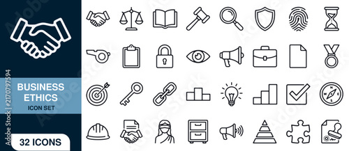Bild auf Leinwand Business Ethics Icon Set with 32 Icons